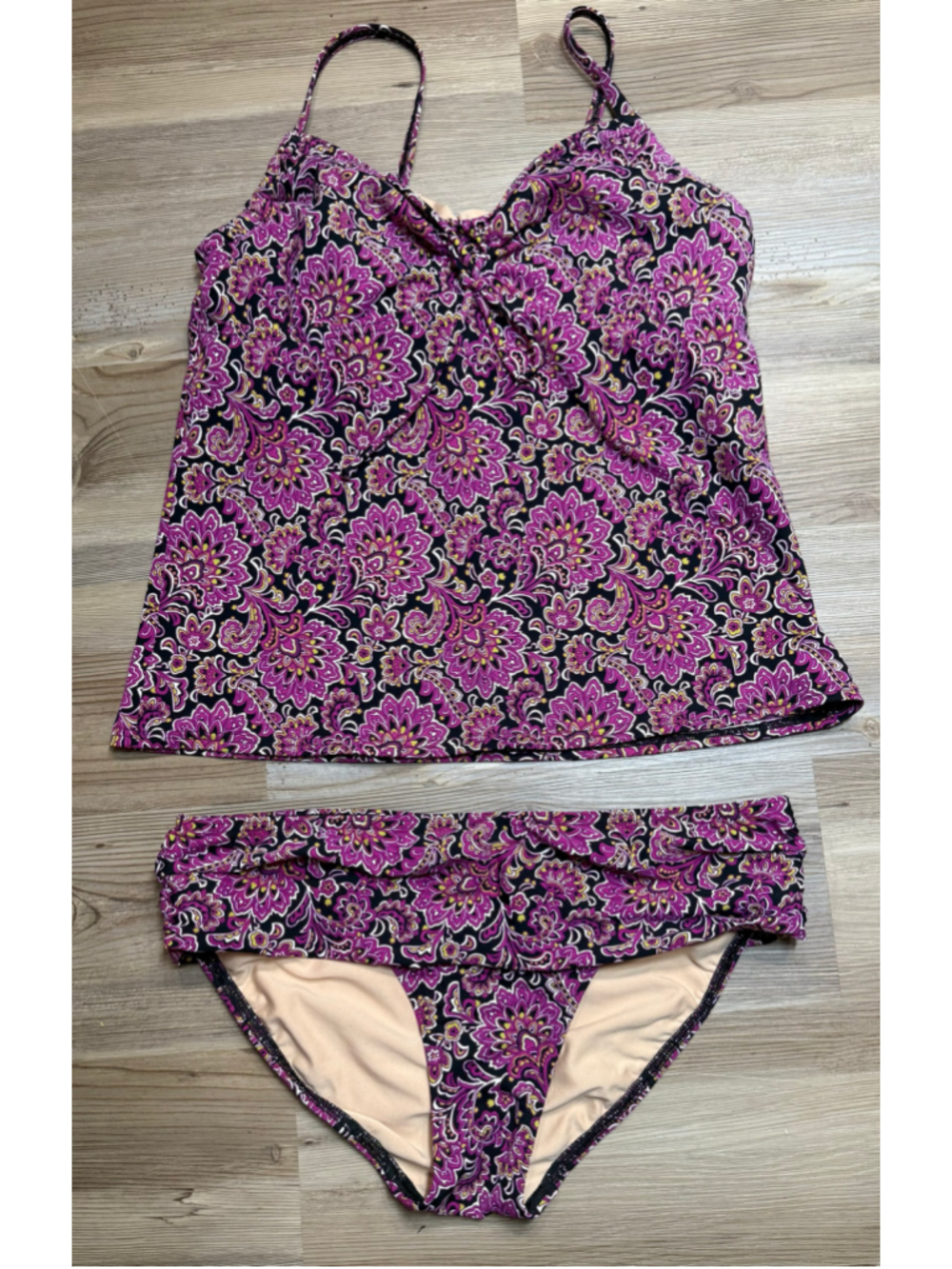 Women's Lands' End Paisley Print Tankini Swimsuit Set top Sz 10/bottoms Sz 8